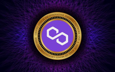 Çokgen-matik sanal para birimi resimleri. 3d illüstrasyon