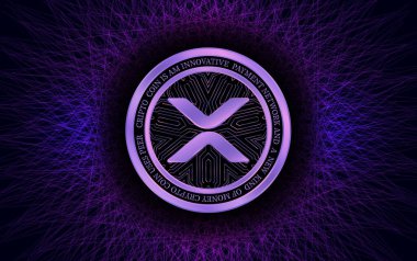  Dalgalanma-Xrp sanal para birimi logosu. 3d illüstrasyon.