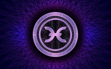 Sanal para biriminin dijital bir arka plandaki görüntüsü. 3d illüstrasyon.