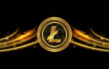  Litoin-ltc sanal para birimi görüşleri. 3d illüstrasyon