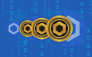 Zincirleme bağlantı sanal para birimi resmi. 3d illüstrasyon