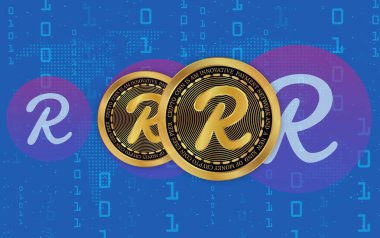 Resif sanal para birimi logosu görüntüleri. 3B çizimler.