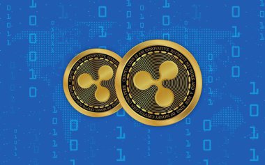  Dalgalanma-Xrp sanal para birimi logosu. 3d illüstrasyon.