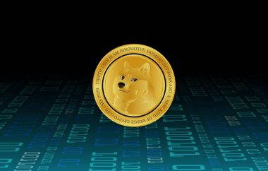 dogecoin-dog sanal para birimi görüntüsü. 3d illüstrasyon.