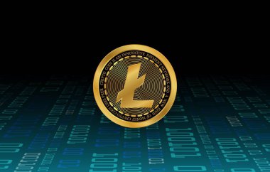  Litoin-ltc sanal para birimi görüşleri. 3d illüstrasyon