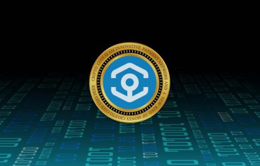 Dijital arkaplanda Ankr sanal para birimi resmi. 3d illüstrasyon