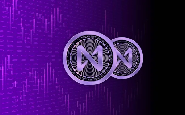 NEAR PROTOCOL coin and logo on digital background. NEAR 3d illustration image.