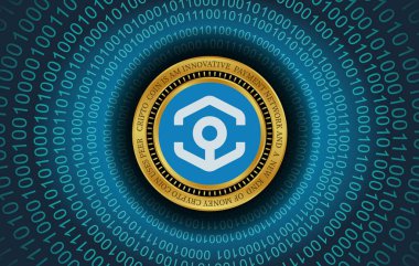 Dijital arkaplanda Ankr sanal para birimi resmi. 3d illüstrasyon