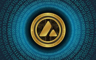 Dijital arkaplanda çığ-avax sanal para birimi görüntüsü. 3d illüstrasyon.