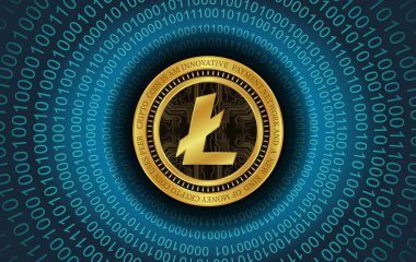  Litoin-ltc sanal para birimi görüşleri. 3d illüstrasyon