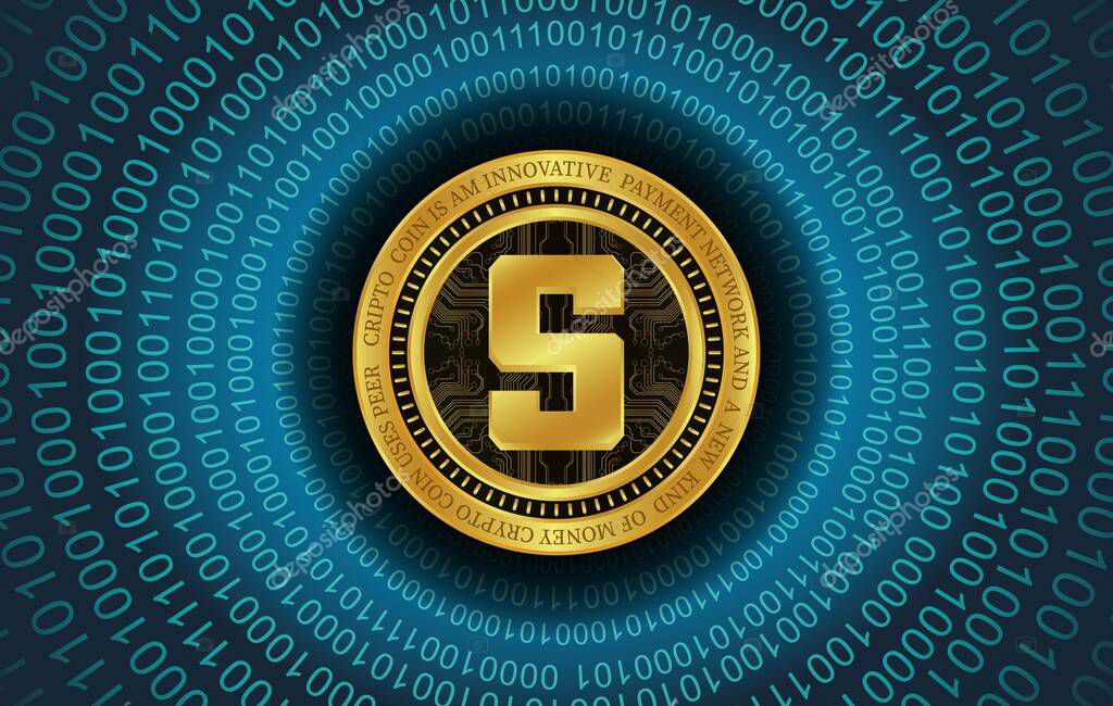 Sandbox-sand virtual currency logo on abstract background. 3d illustrations.