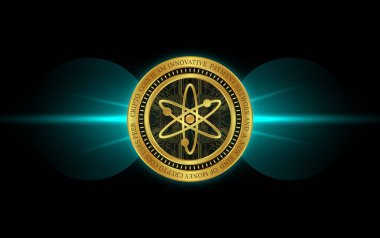 Kozmos-atom sanal para birimi görüntüleri. 3d illüstrasyon.