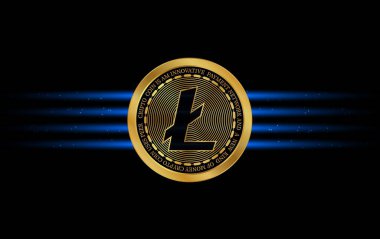  Litoin-ltc sanal para birimi görüşleri. 3d illüstrasyon