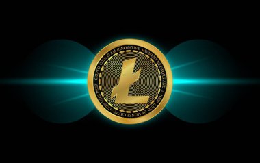  Litoin-ltc sanal para birimi görüşleri. 3d illüstrasyon