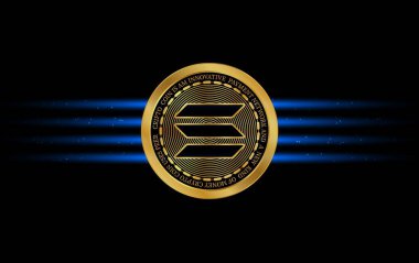 Dijital arkaplanda solana-sol sanal para birimi resmi. 3d illüstrasyon