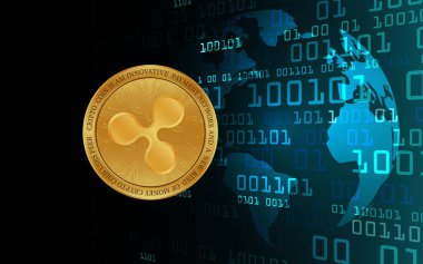  Dalgalanma-Xrp sanal para birimi logosu. 3d illüstrasyon.