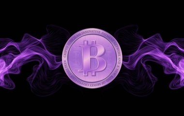 Dijital arkaplandaki bitcoin-btc logosunun görüntüleri. 3d illüstrasyon.