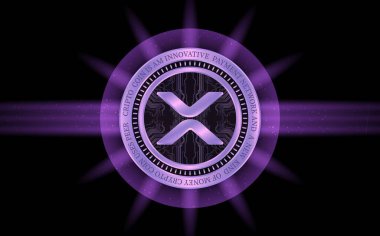  Dalgalanma-Xrp sanal para birimi logosu. 3d illüstrasyon.