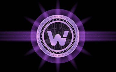 woo network-woo virtual currency logo. 3d illustrations.