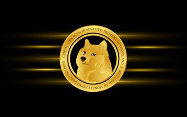 dogecoin-dog sanal para birimi görüntüsü. 3d illüstrasyon.