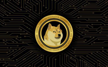 dogecoin-dog sanal para birimi görüntüsü. 3d illüstrasyon.