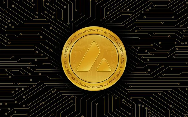 avalanche-avax virtual currency image in the digital background. 3d illustrations.