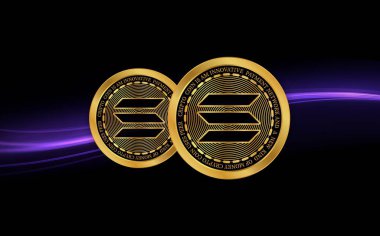 Dijital arkaplanda solana-sol sanal para birimi resmi. 3d illüstrasyon