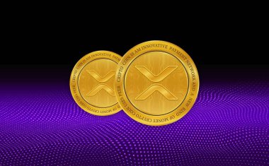  Dalgalanma-Xrp sanal para birimi logosu. 3d illüstrasyon.