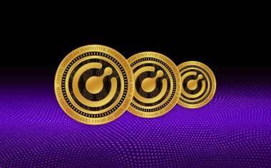 Komodo-kmd sanal para birimi logo resimleri. 3d illüstrasyon.