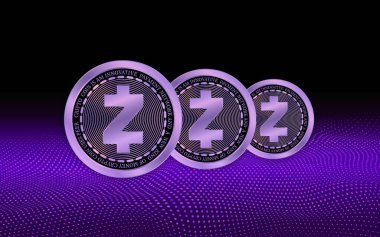 Zcash-zec sanal para biriminin dijital arkaplan resmi. 3d illüstrasyon.