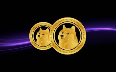 dogecoin-dog sanal para birimi görüntüsü. 3d illüstrasyon.