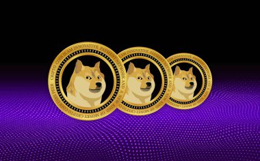 dogecoin-dog sanal para birimi görüntüsü. 3d illüstrasyon.