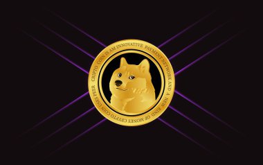 dogecoin-dog sanal para birimi görüntüsü. 3d illüstrasyon.