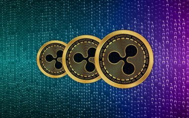  Dalgalanma-Xrp sanal para birimi logosu. 3d illüstrasyon.