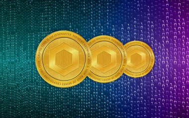 Zincirleme bağlantı sanal para birimi resmi. 3d illüstrasyon