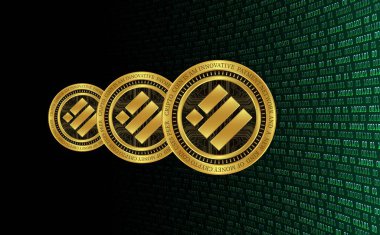 Binance usd-busd sanal para birimi resimleri. 3d illüstrasyon.