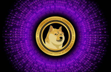 dogecoin-dog sanal para birimi görüntüsü. 3d illüstrasyon.