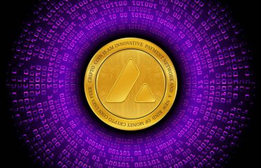 avalanche-avax virtual currency image in the digital background. 3d illustrations.