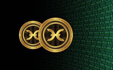 Sanal para biriminin dijital bir arka plandaki görüntüsü. 3d illüstrasyon.