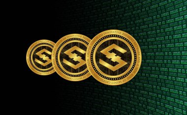 iostoken-iost sanal para birimi resimleri. 3d illüstrasyon.