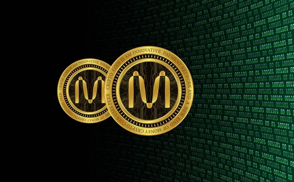 Una Imagen Moneda Mina Moneda Virtual Sobre Fondo Digital Ilustraciones —  Fotos de Stock