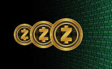 Zcash-zec sanal para biriminin dijital arkaplan resmi. 3d illüstrasyon.