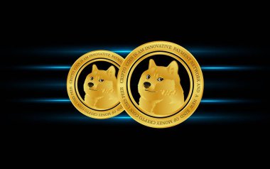 dogecoin-dog sanal para birimi görüntüsü. 3d illüstrasyon.