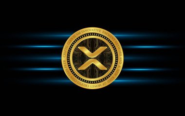  Dalgalanma-Xrp sanal para birimi logosu. 3d illüstrasyon.