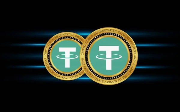 Tether Usdt仮想通貨のロゴ 3Dイラスト — ストック写真