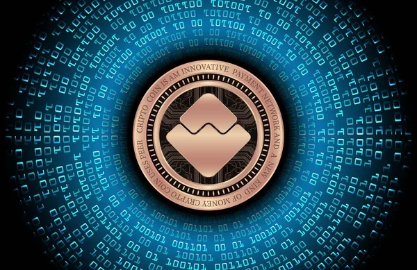 stock image an image of the waves coin virtual currency on a digital background. 3d illustrations.