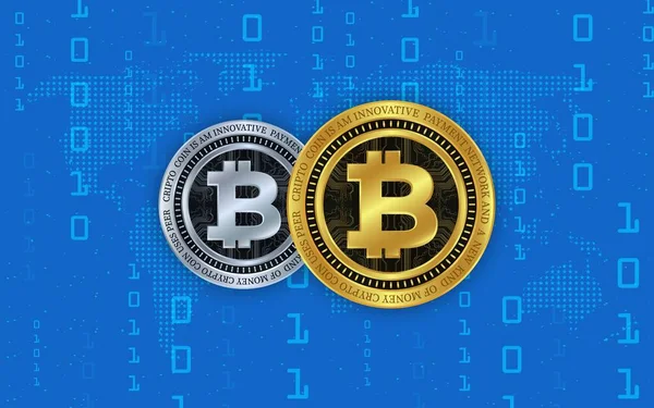 Bilder Bitcoin Btc Logotypen Digital Bakgrund Illustrationer — Stockfoto