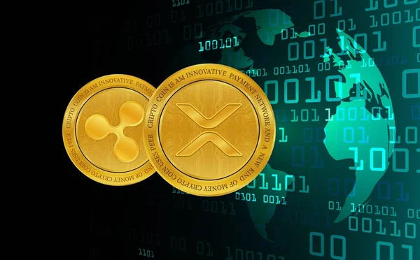 the ripple-xrp virtual currency logo. 3d illustrations.