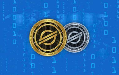  Yıldız-xlm sanal para birimidir. 3d illüstrasyon.