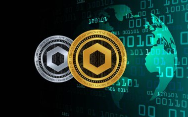 Zincirleme bağlantı sanal para birimi resmi. 3d illüstrasyon